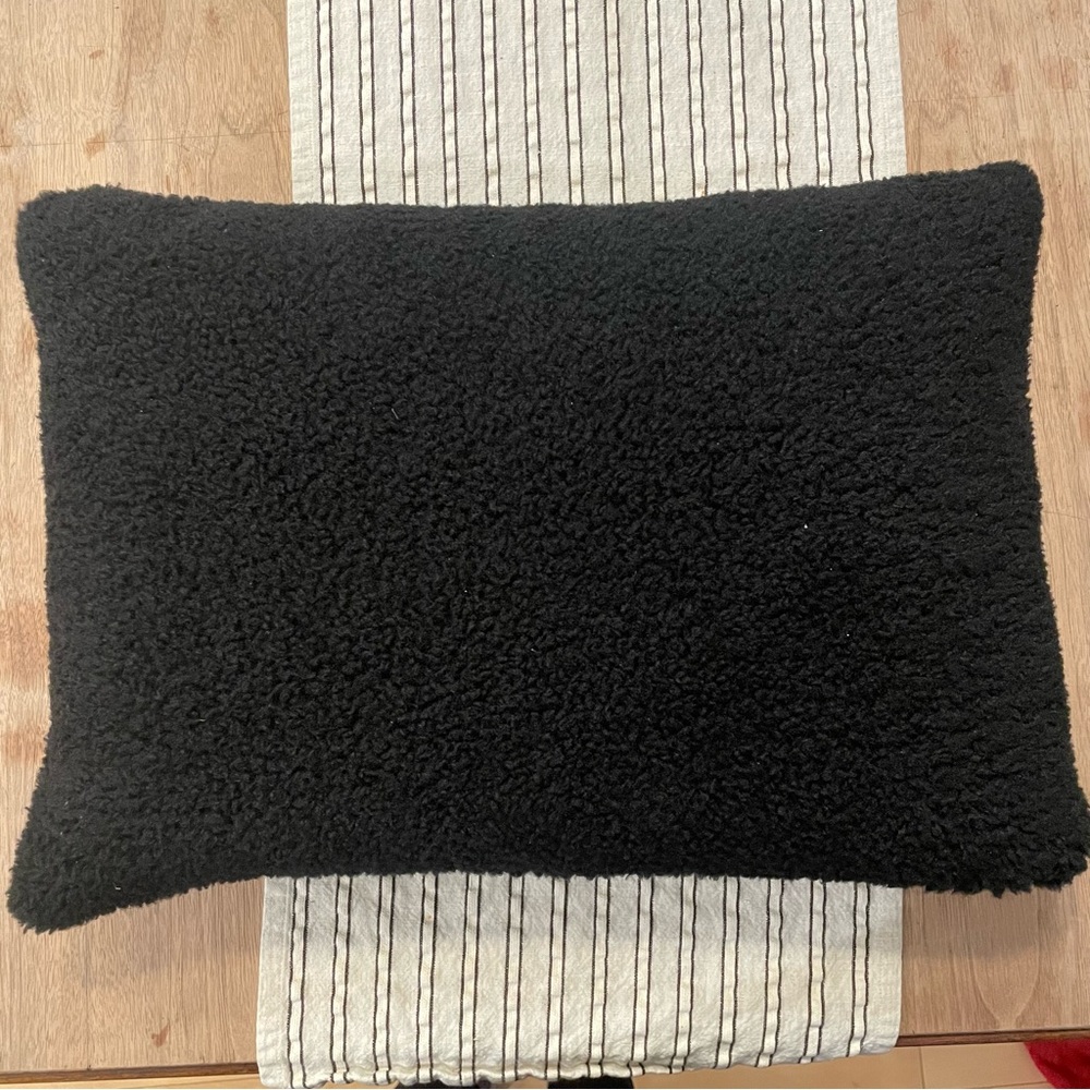 Workshop Home by Republic black and cream throw pillow faux teddy fabric NWT - Picture 6 of 8